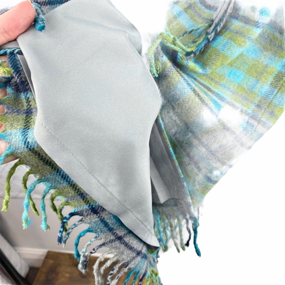 NWT J. Jill Green Blue Wool Plaid Fringe Skirt 8 - Picture 10 of 12